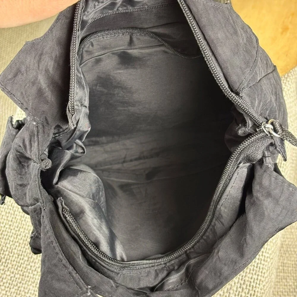 Classics New York Y2K Black Nylon Utility Hobo Shoulder‎ Bag Multi Pocket Purse